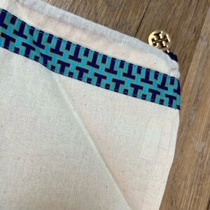 Tory Burch Cream and Blue Patterned Accessory